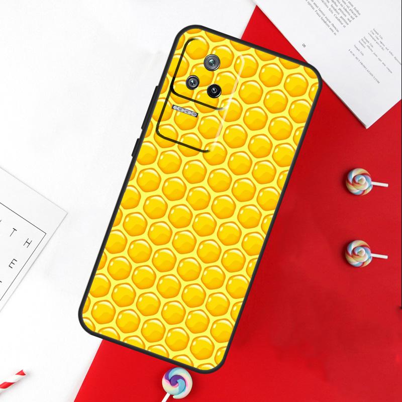 Golden Honeycomb Honey Bee Cover For Xiaomi 11T 12T 13T 14T Pro 13 14 15 Ultra POCO X7 Pro X3 X5 X6 F5 F6 M6 Pro Case