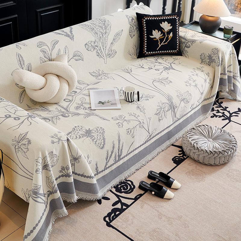 Retro French Sofa Towel Cover Cloth Full Covered Chenille Four Seasons Universal Light Luxury High Sense Sofa Cushion Cover