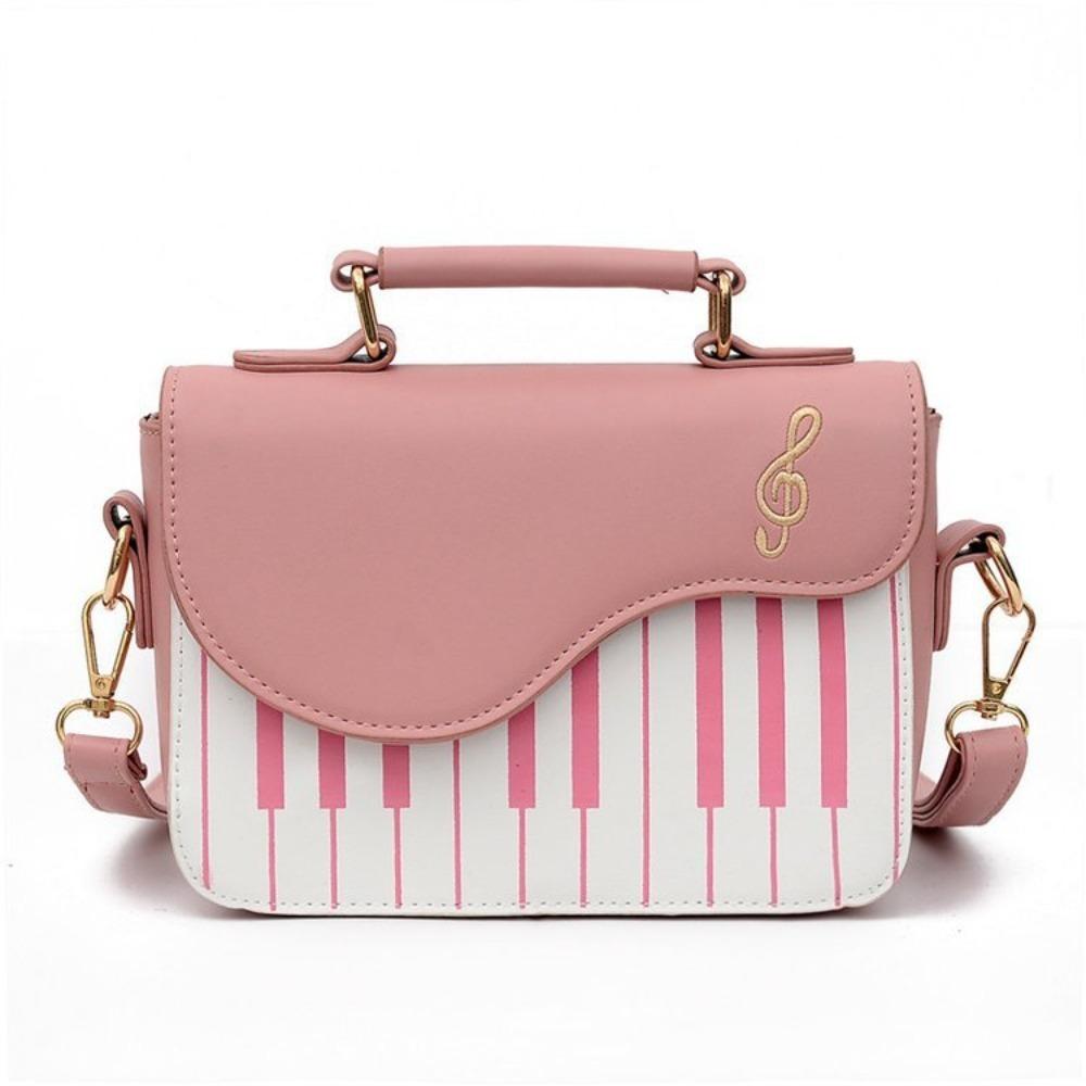 Vintage Piano Pattern Shoulder Bag Crossbody PU Leather Bag Trendy Mini Square Bag  Shopping