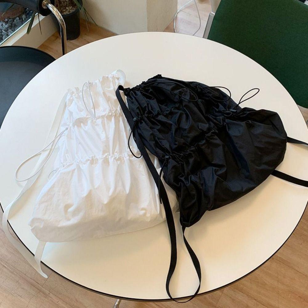Light Weight Nylon Shoulders Bag Korean Hiking Rucksack Simple Drawstring Backpacks  Girls