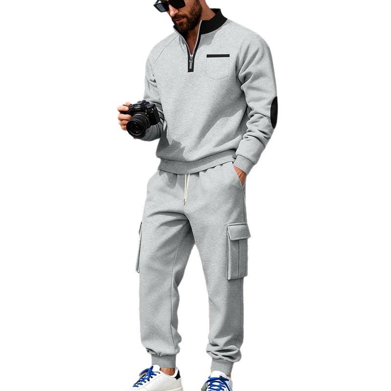 Men's Outdoor Workwear-Inspired Casual Commuter Set: Oversized Hoodie and Trousers