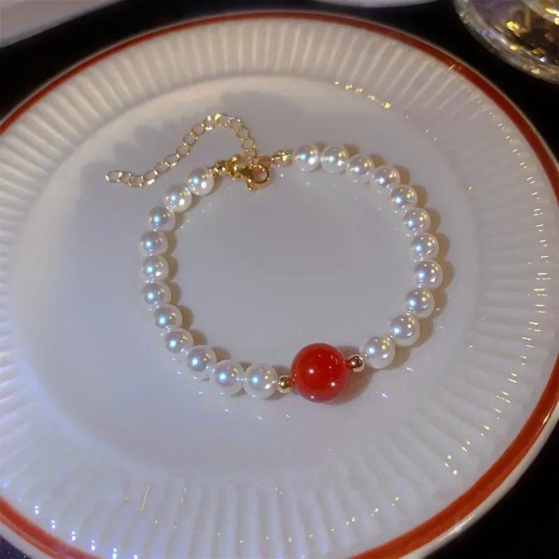 New Silver Color Beads Braided Pearl Bracelet For Women Fashionable Personalized Daily Accessory Party  Birthday Gifts