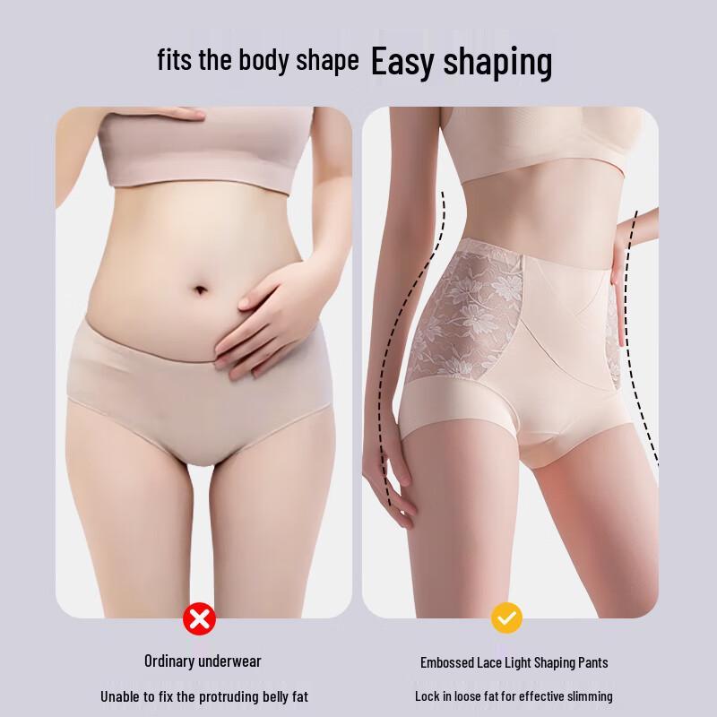 Tingmei Women's High-Waist Lace Tummy Control Briefs