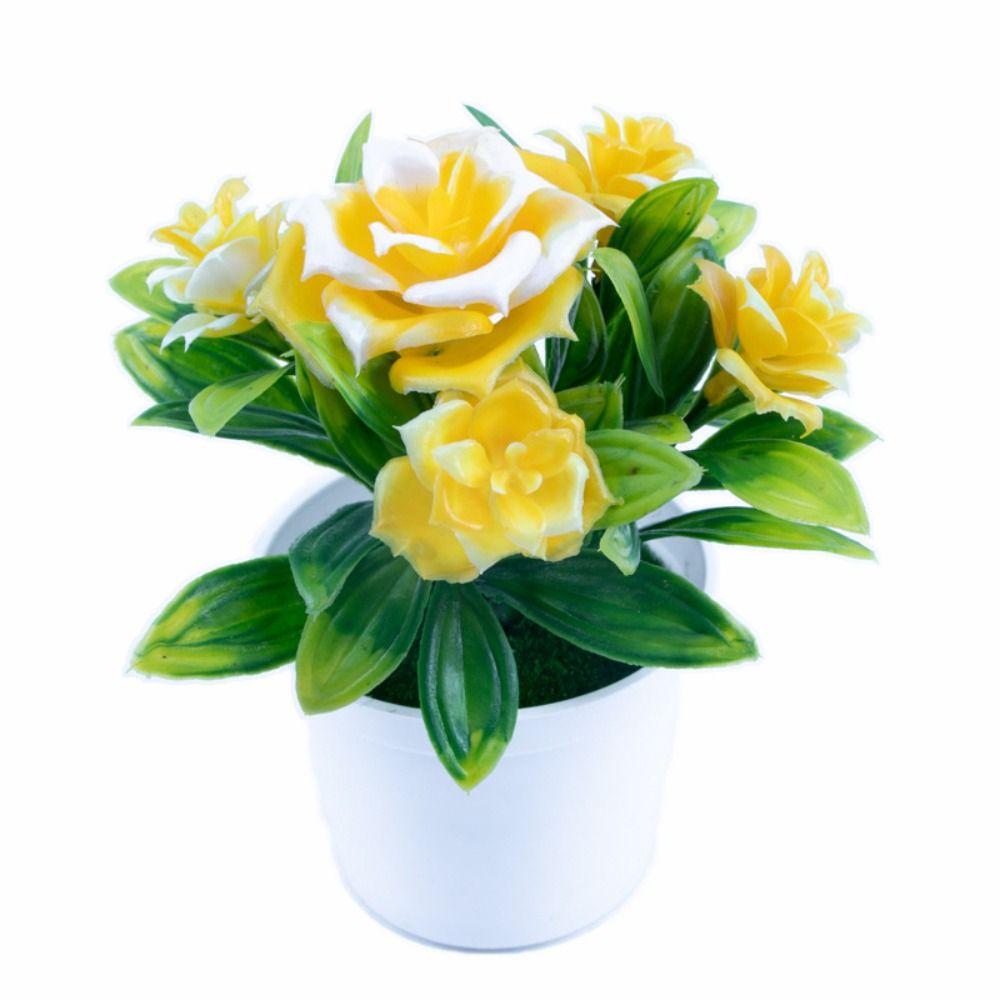 Faux Simulation Flowers Potted Craft Lifelike Pot Plants Creative Artificial Rose Bonsai