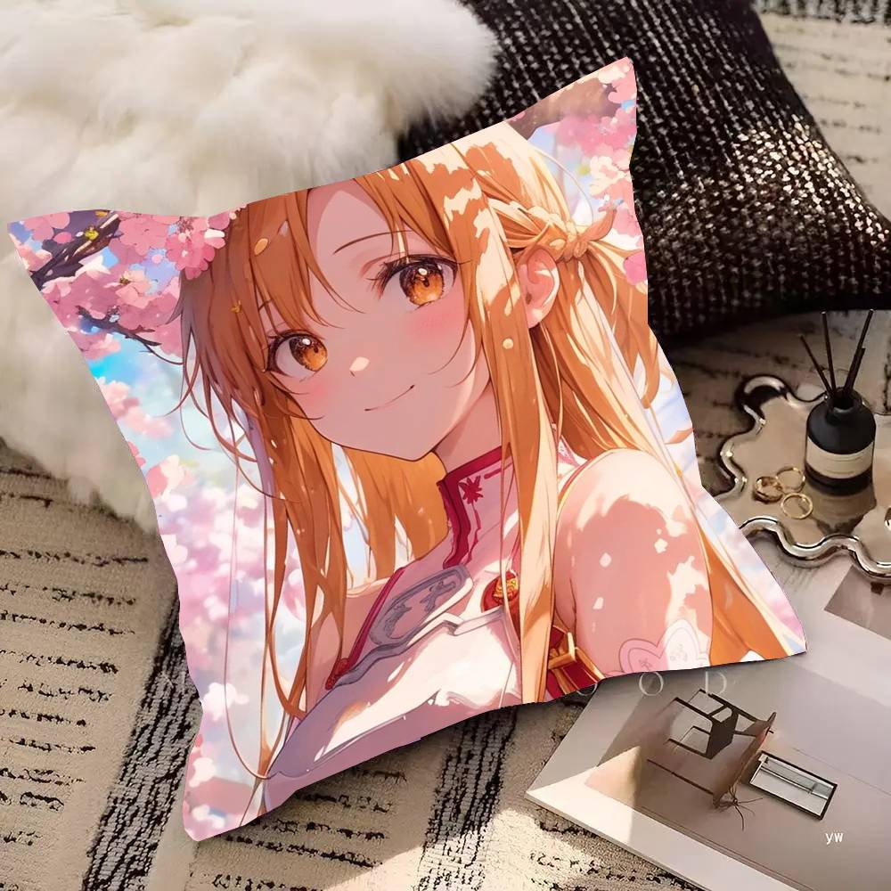 Asuna Animation S-Word A-Art O-Online Pillow Case Fashion Square Pillowcase Bedroom Sofa Room Ins Decoration Leisure