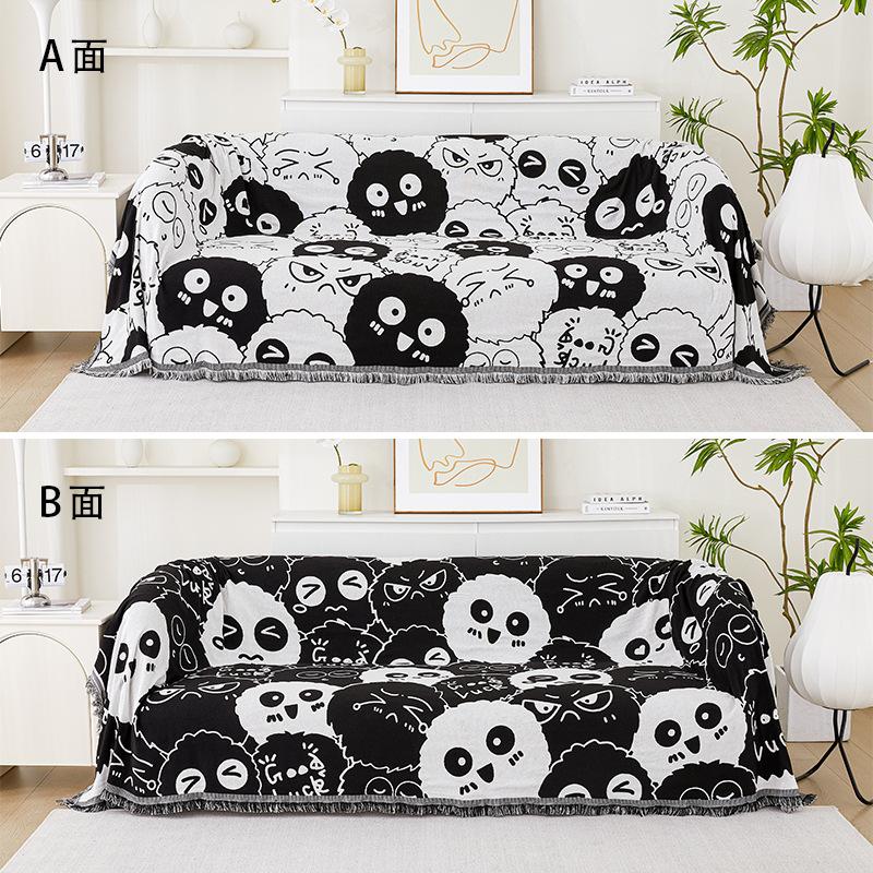 Double Sided Pattern Cartoon Sofa Cover Beds Blanekets Throw Blanket Picnic Mat With Tassel Sofa Bed Universal Decorative S006