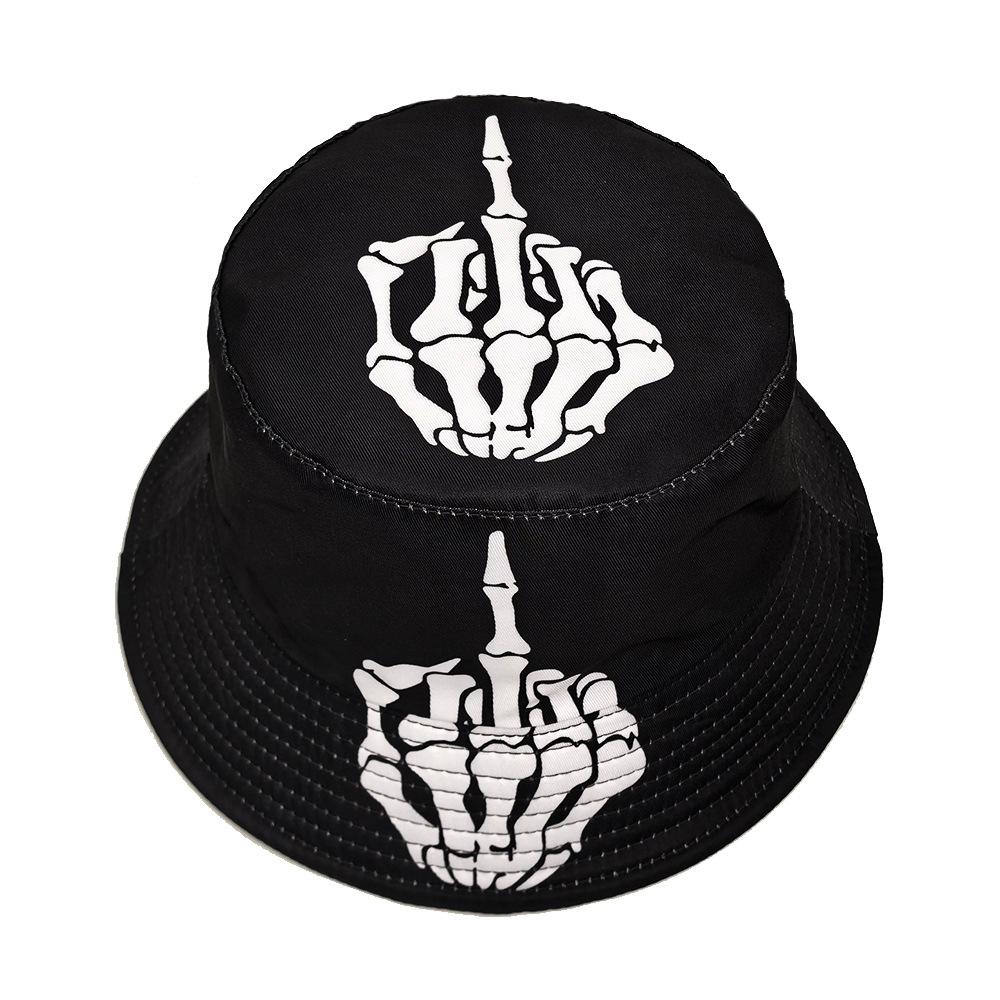 Funny Skeleton Fingers Print Bucket Hat Men Women Summer Outdoor Sunscreen Fashion Decorate Panama Unisex Fisherman Caps Hiphop