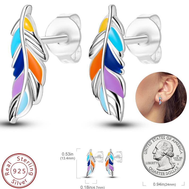 Real 925 Silver Palm Devil's Eye Feather Dream Catcher Design Luxury Earrings Fit For Engagement Fine Jewelry Gifts