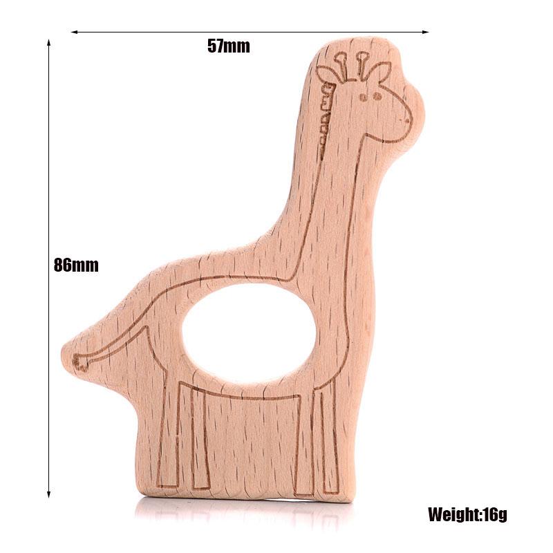 1Pcs Baby Teether Wooden Food Grade Cartoon Animals Natural Beech Wood Teething for Baby Rodent Teether Necklace Nursing Toy