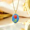 Titanium Steel Photo Locket Pendant Necklace Opening and Closing Lid Gold Clavicle Chain  Girl