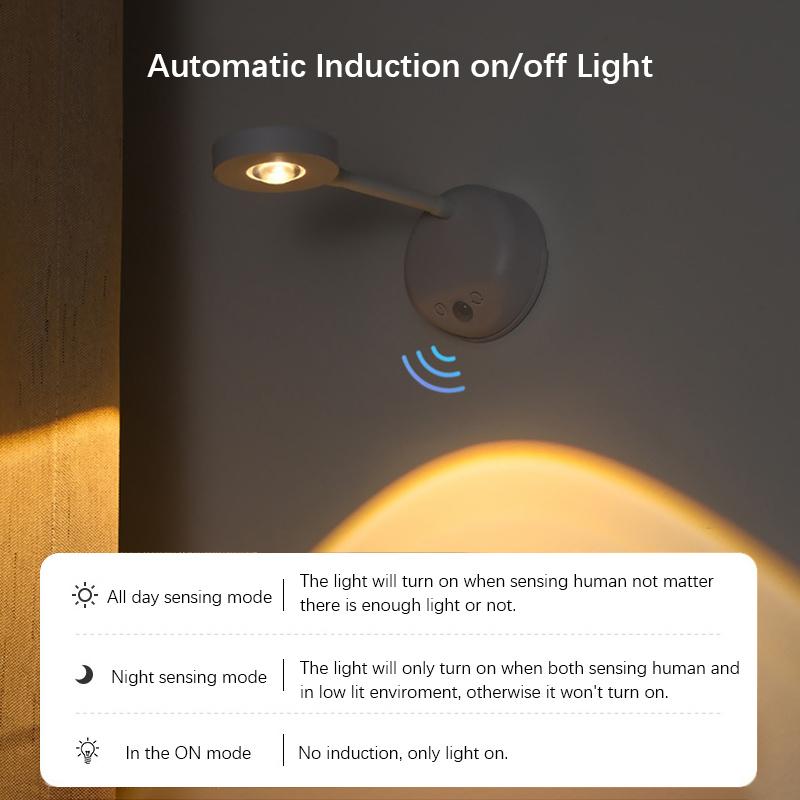 LED Spot Light, Motion Sensor Wall Lamp, USB Rechargeable Dimmable Night Light For Home Bedroom Mural Living Room