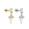 Titanium Zircon Opal Stud Earrings for Cartilage, Elegant European & American Style