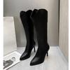 Rubber ins denim stack European and American style pointed head straight temperament foreign style Hepburn style wears a pedal woman