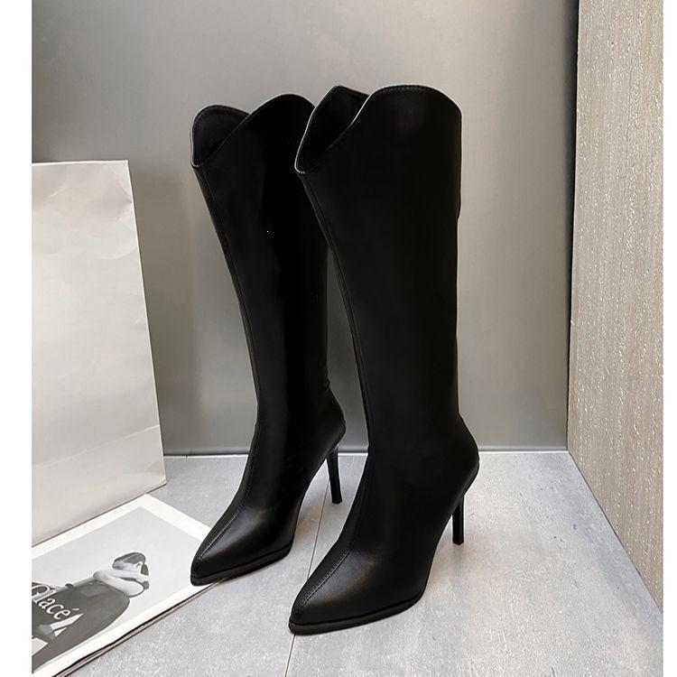 Rubber ins denim stack European and American style pointed head straight temperament foreign style Hepburn style wears a pedal woman