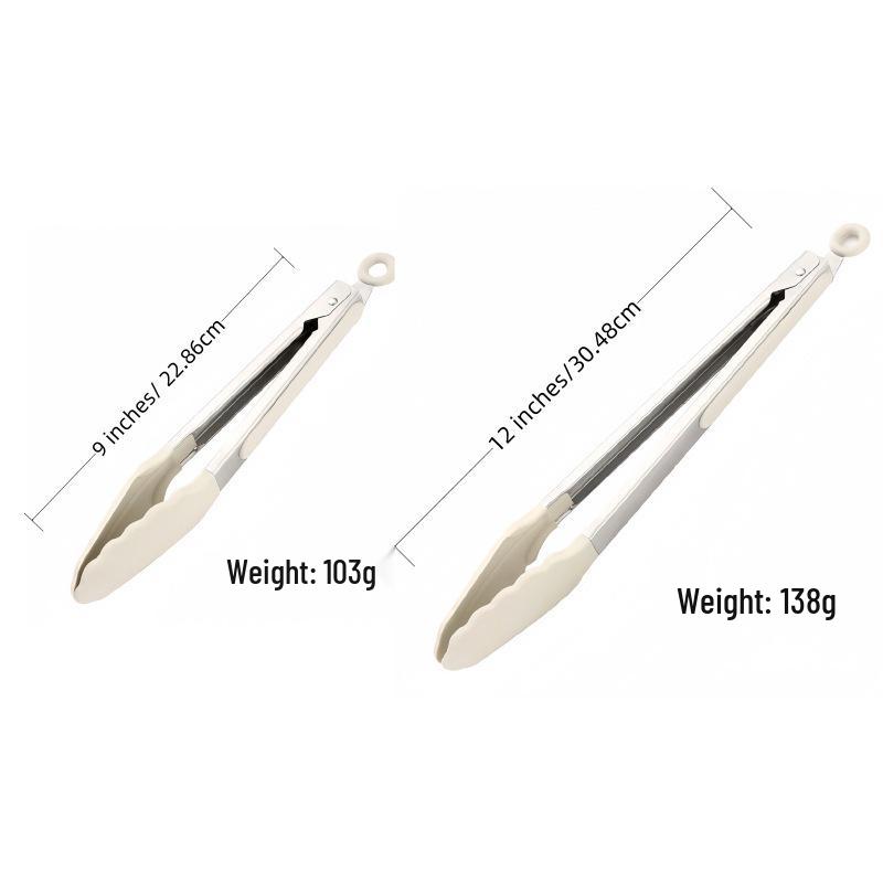 Silicone High-Temperature Stainless Steel Kitchen Tongs - Anti-Scald Bread, BBQ, Roasting Tongs