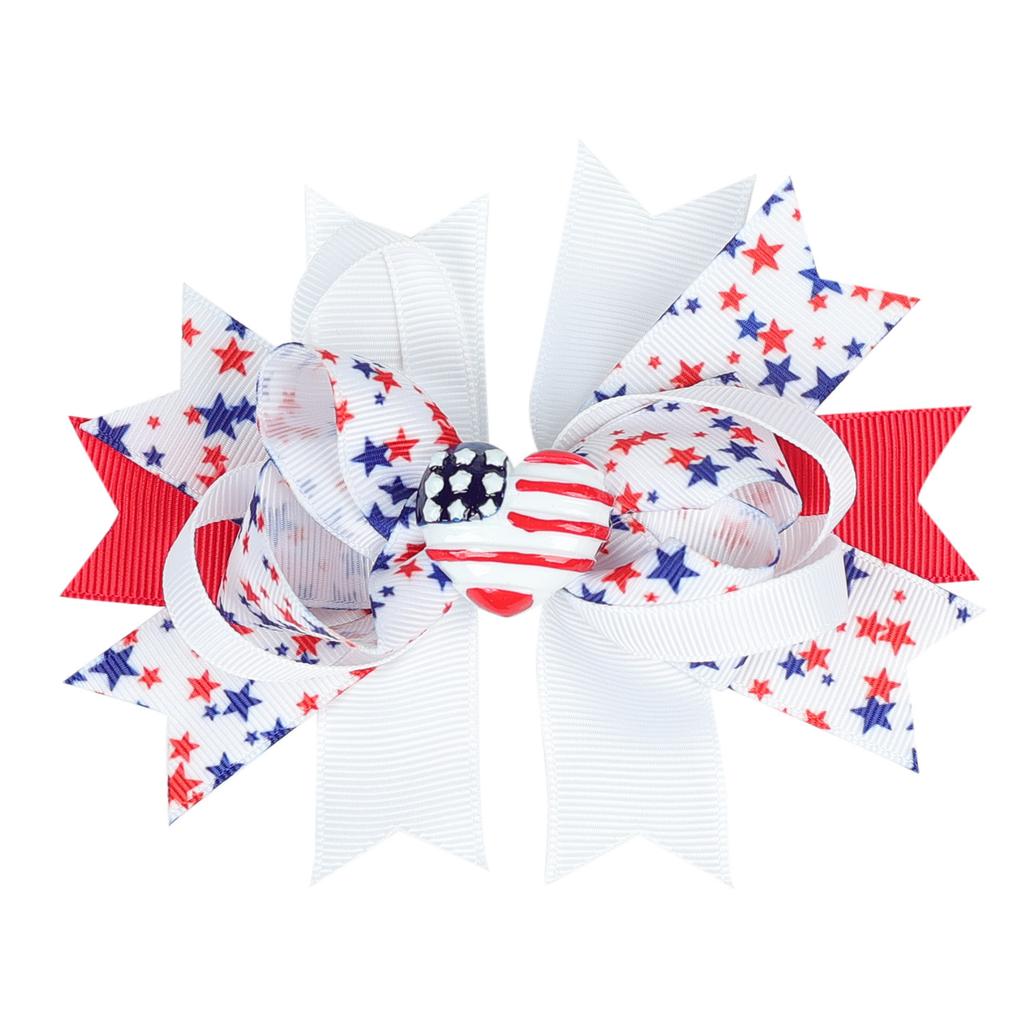 5 Inch Independence Day Bowknot Stacked Hairpins 4th of July Hair Bow Hair Clip American Flag Patriotic Bows Hair Accessories
