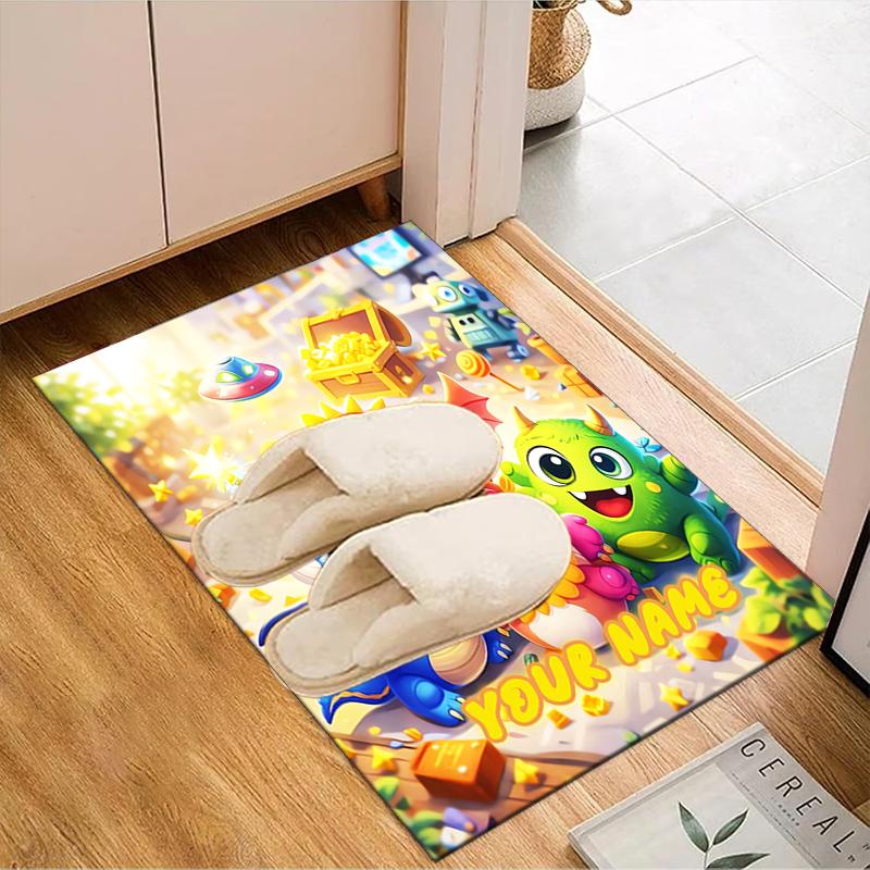 1PC Custom Name "Fantasy Creatures Adventure" Theme Floor Mat Ideal for Living Room, Game Rooms, Office, Bedroom,Floor Mat Playful Design