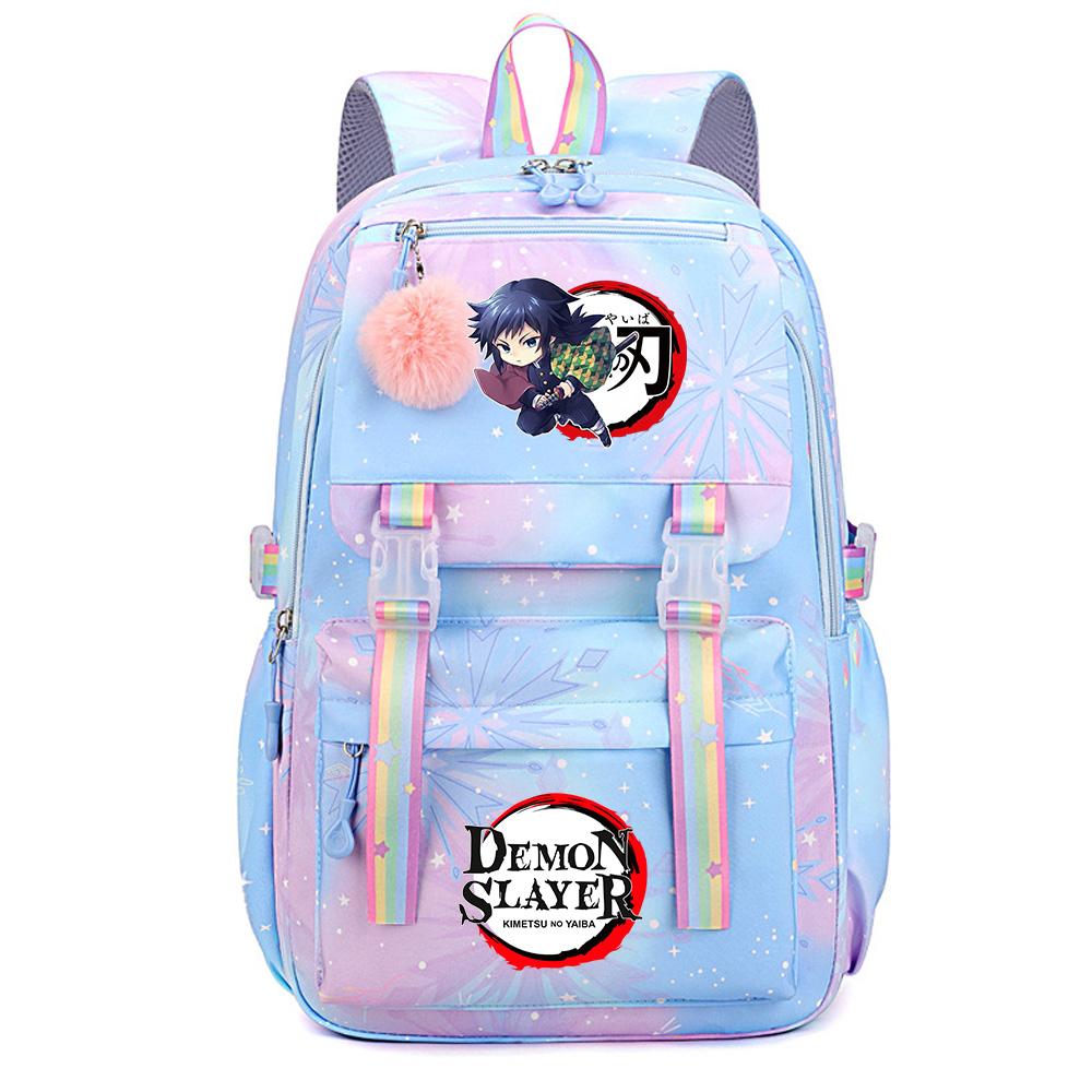 Roztomilý anime batoh s potiskem Demon Slayer pro dospívajícího studenta Školní taška Velkokapacitní Vodotěsná Cestovní taška Dárek
