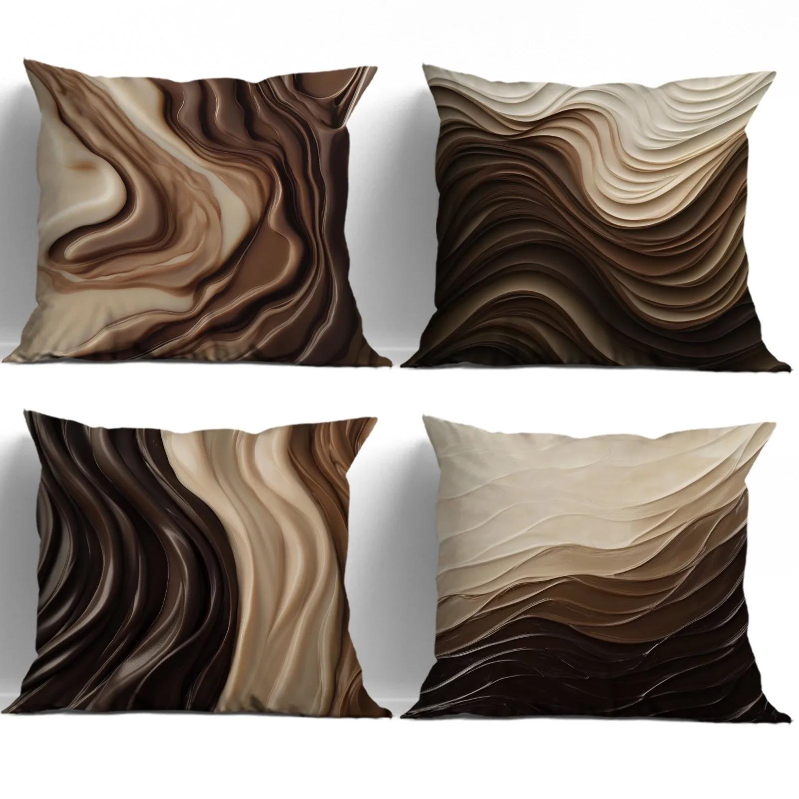 4 buc. Față de pernă Artă Abstractă Albastru și Auriu Dormitor Sufragerie Canapea Decor Acasă Capac Pernă Poliester cu Fermoar Short plush 35*35(CM)-1Pcs