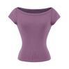 Boat collar short-sleeved T-shirt summer new female American Spice Girl style solid color slim-fitting and thin short bottomed shirt top