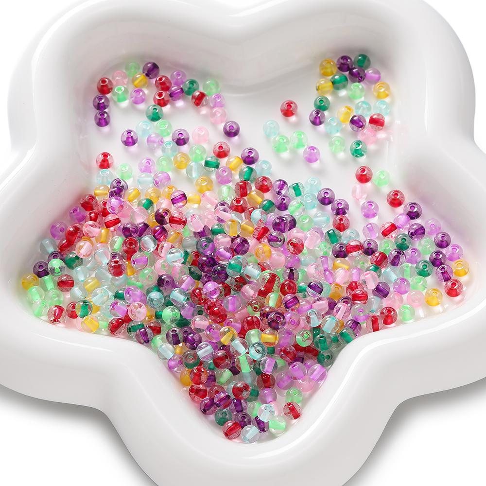 100/200pcs 4/6mm Glass Colored Beads Round Spacer Beads for Handmade DIY Necklace Bracelet Phone Chain Jewelry Making Findings
