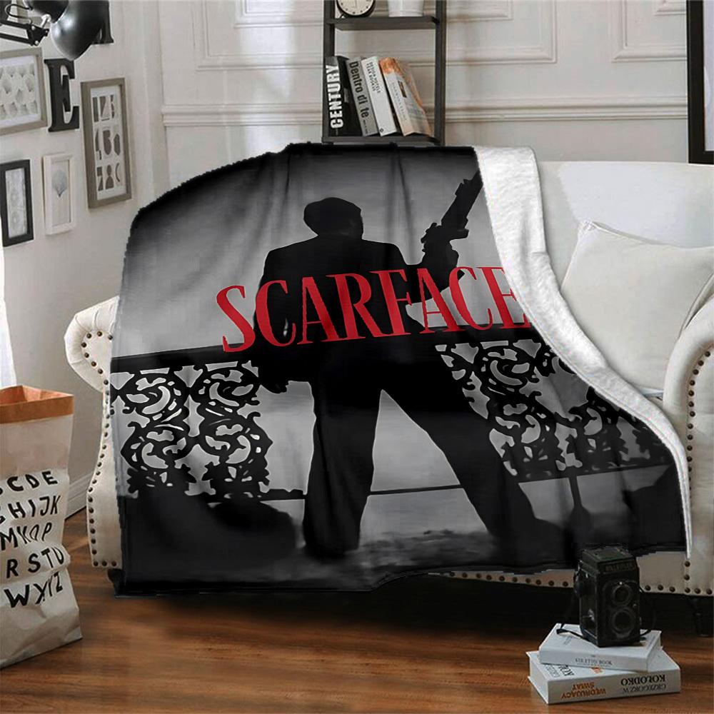 1pc Scarface Soft Comfortable Blanket Digital Print, All Season Multipurpose Knit Fabric Bedding, Office, Sofa Home Decor Blanket