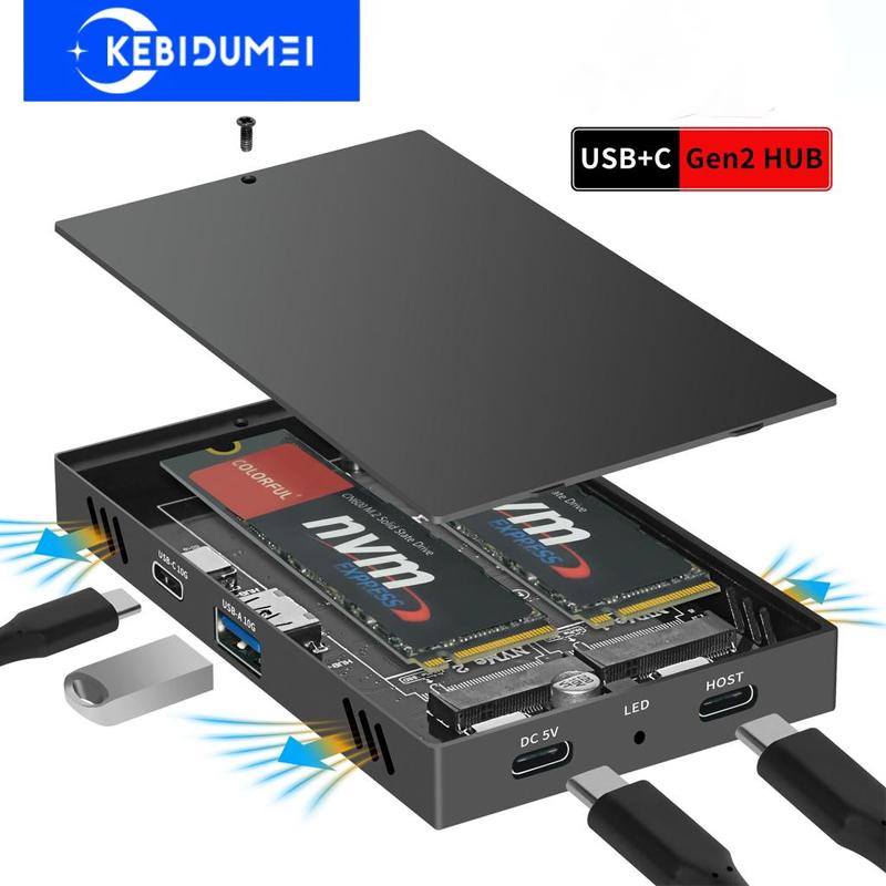 Boîtier SSD M.2 à double baie Type C Station d'accueil USB3.2 GEN2 10 Gbps M .2 MVME Adaptateur de boîtier pour PC – acheter les meilleurs produits dans la boutique en ligne