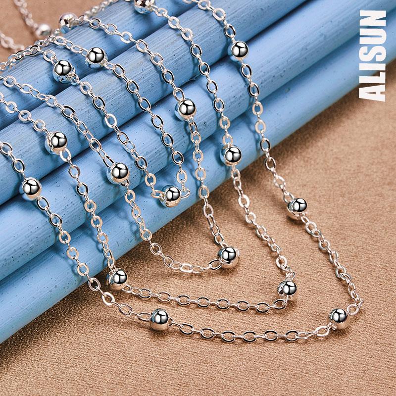 925 Sterling Silver Multi Chain Bead Necklace Fashionable Wedding Jewelry