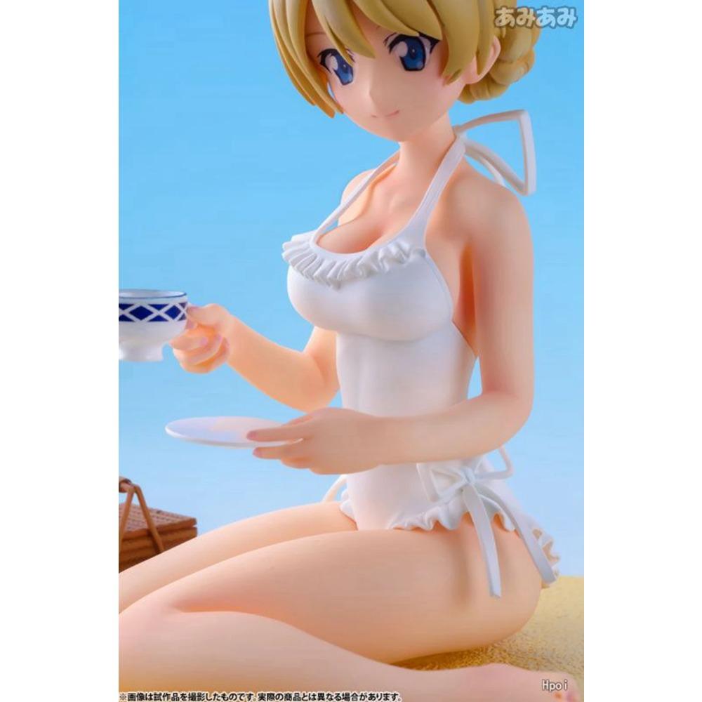 9CM Anime Girls und Panzer Darjeeling Figure Beach Queens 1/10 Swimsuit Scene Model Toy Doll Action Figure PVC Gift