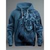 Grafischer Löwe Herrenmode 3D-Druck Hoodie Streetwear Kapuzenpullover Langarm Kapuze Vordertasche Frühling Sweatshirt