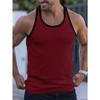 Canotta Sportiva da Fitness da Uomo Slim Fit a Righe Verticali Color Block in Maglia con Schiena a Racer