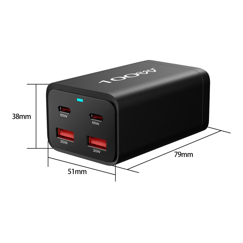 4 In 1 100W GaN Charger Desktop Fast Charger for IPad Phone Charger Adapter for IPhone 16 15 14 13 Pro Max Xiaomi Samsung Huawei