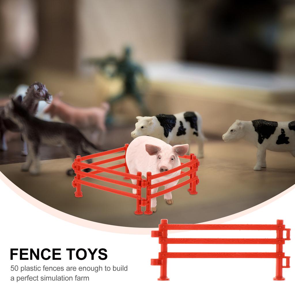 50 Pcs Miniature Zoo Fencing Accessories Plastic Fence Toys Farm Gate Garden Supplies Simulation Safe Trellis Gates Landscaping