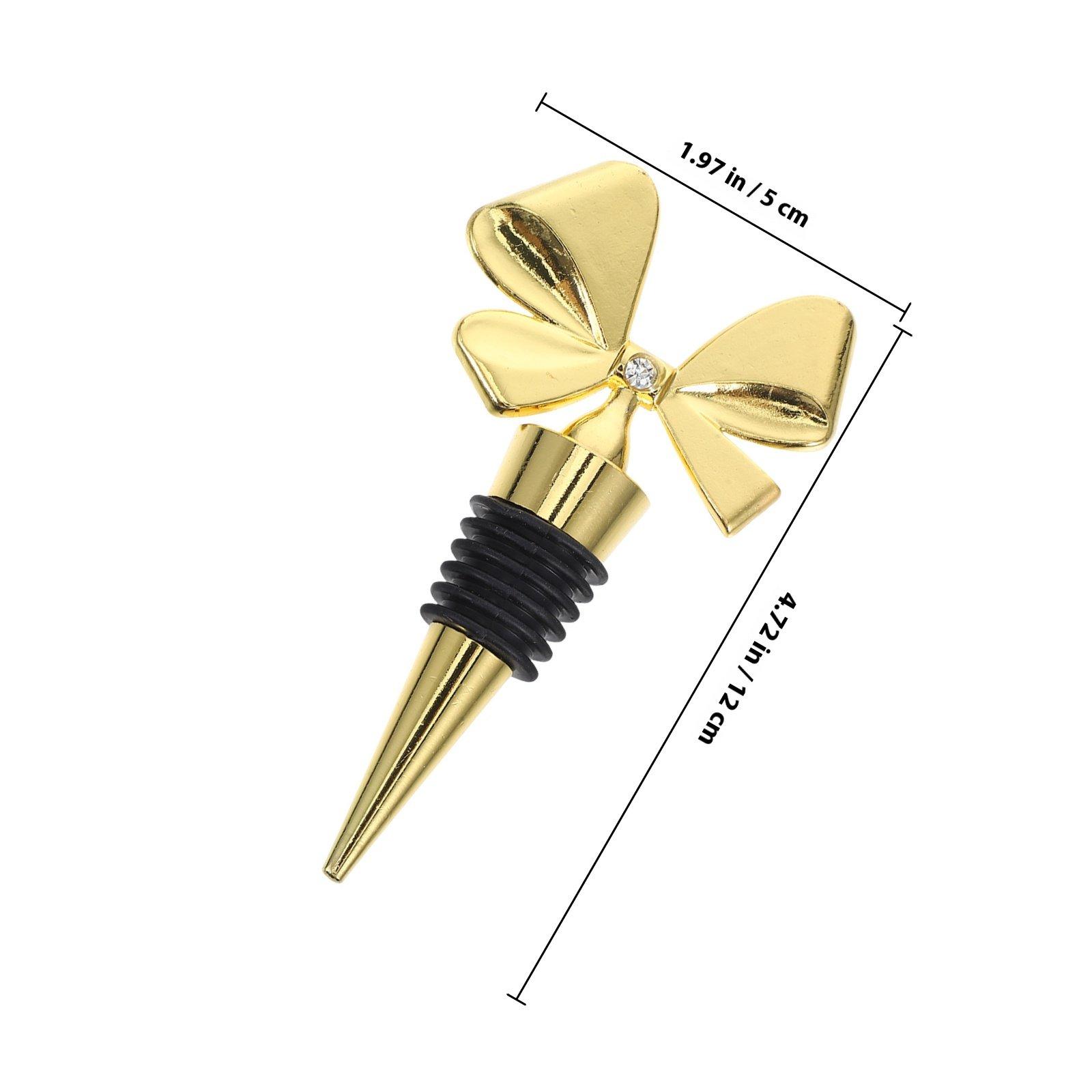 

Reusable Gold Bowknot Wine Stopper Silicone Alloy Leakproof Decorative Bottle Plug Wine Cork Saver for Wedding Bar Shower золотистый