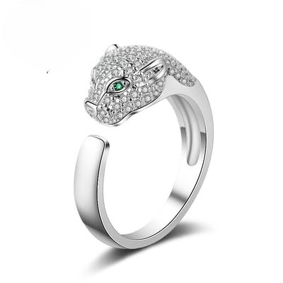 Accessories Wish Leopard Head Ring Slightly Inlaid Zircon Ring Open Men's and Women's Rings Fashion Personalized Jewelry