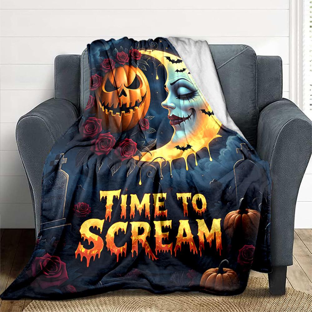 

1pc Halloween Decorations Blanket - Lightweight Flannel Fleece with Digital Printing, Soft Warm for Sofa, Travel, Camping, Office yy251018299 75x90cm