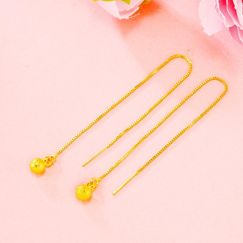 Cercei imitație aur nisipiu de înaltă calitate: Design cu ciucuri de lungă durată pentru femei, Accesorii din cupru transfrontaliere