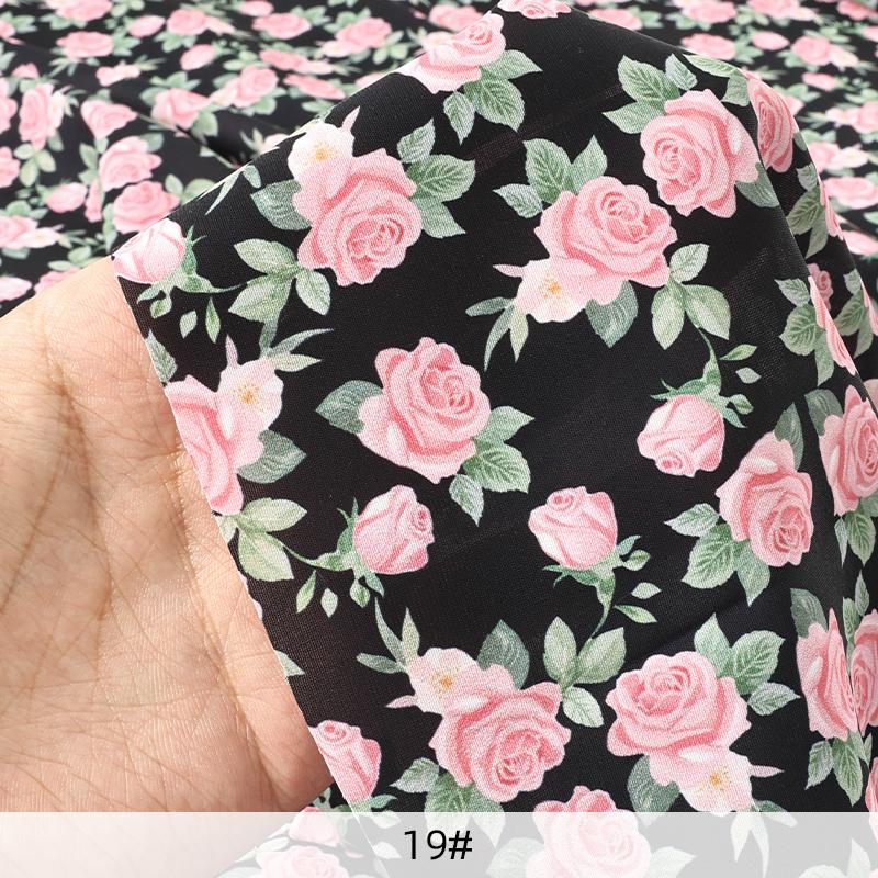 0,5 m/1 m/2 m Mjuk Rosmönstrad Chiffongtyg för Sömnad av Sommarklänningar, Skjortor, Sängkläder, Handgjorda DIY-Klädtyger TJ22839