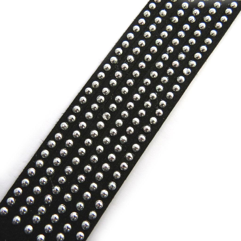 Les Trésors De Lily [N3053] - Silber-schwarzes Designer-Armband „Scarlett“ (Nieten)