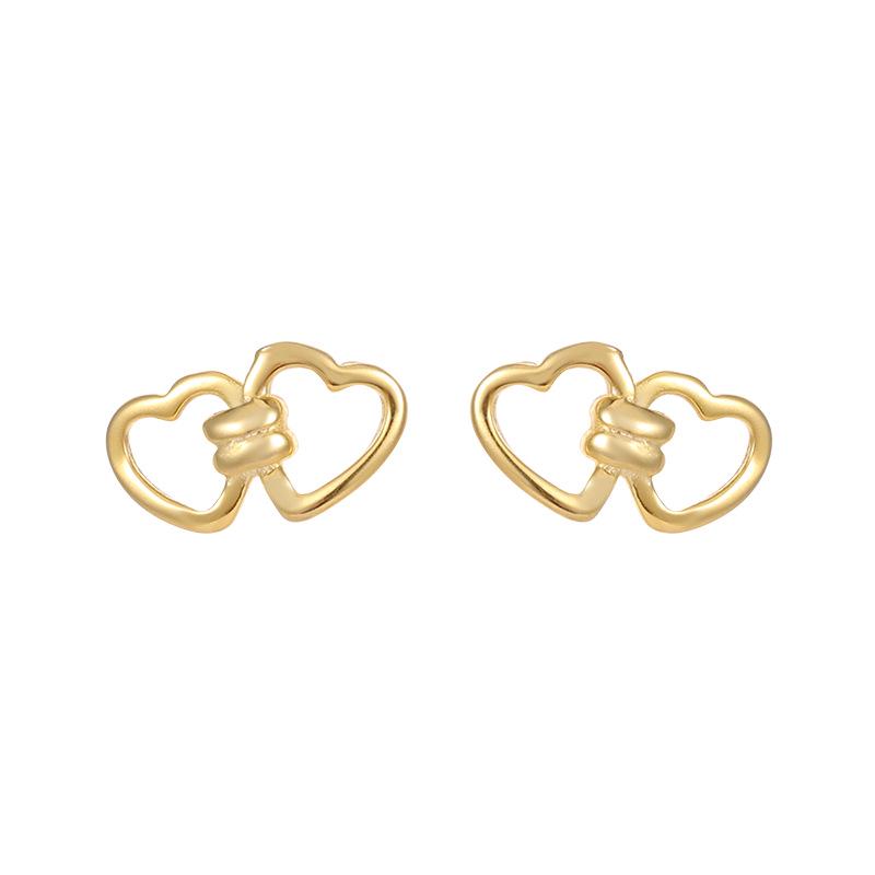 Banyan Tree S925 Silver Sweet Double Heart Earrings for Women