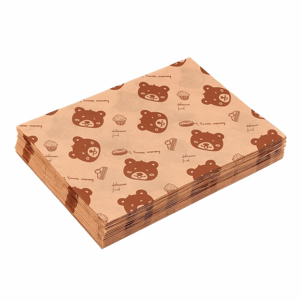 50PCS Food Grade Fried Food Wrapping Paper Oil Resistant Sandwich Packaging Paper Oil-Proof Paper