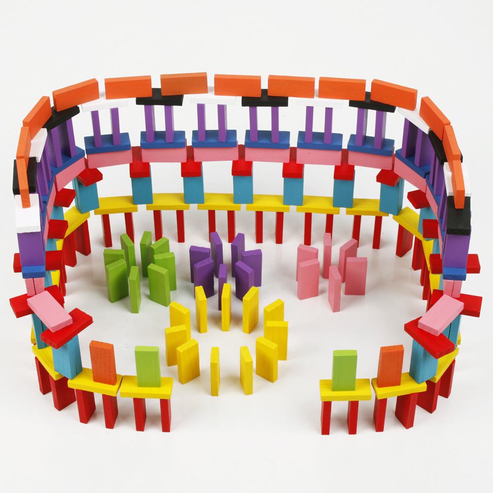 Wooden Domino Building Blocks Set: Interlocking Assembly Toy for Children's Early Education and Standard Competition.