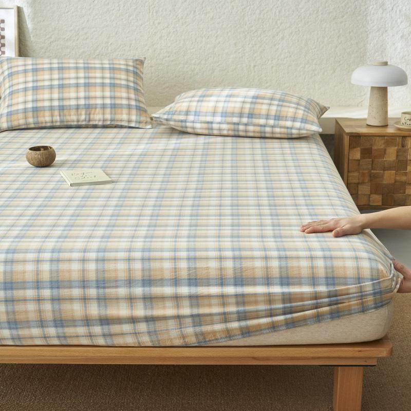 Premium Cotton Plain Fitted Sheet Deep Pocket Elastic Edges Non Slip Sheet Home Mattress Protector Soft Sheets Couvre Lit
