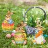 Easter Bunny Garden Stake Weatherproof Spring Yard Art Stake Festive Rabbit Egg Gnome Lawn Stake for Outdoor Planter Flower Bed Easter Decoration