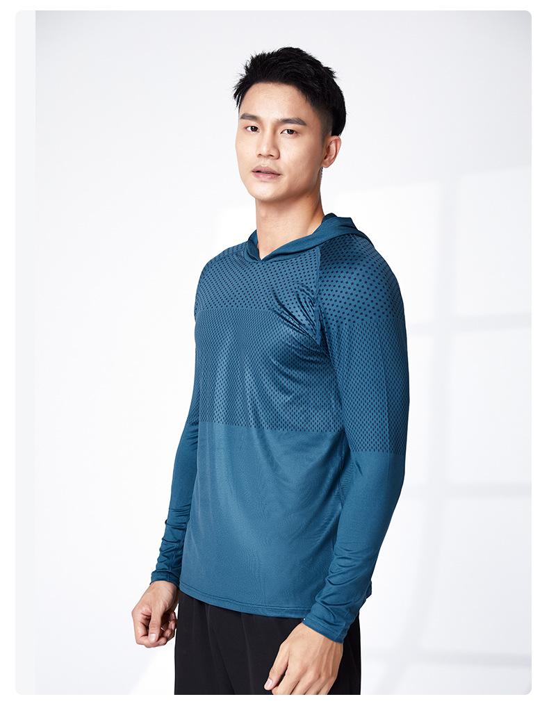 Men's Spring and Autumn Training Clothes Track and Field Running Sports Top Quick Drying Clothes Fitness Clothes Long-Sleeve Hooded Top