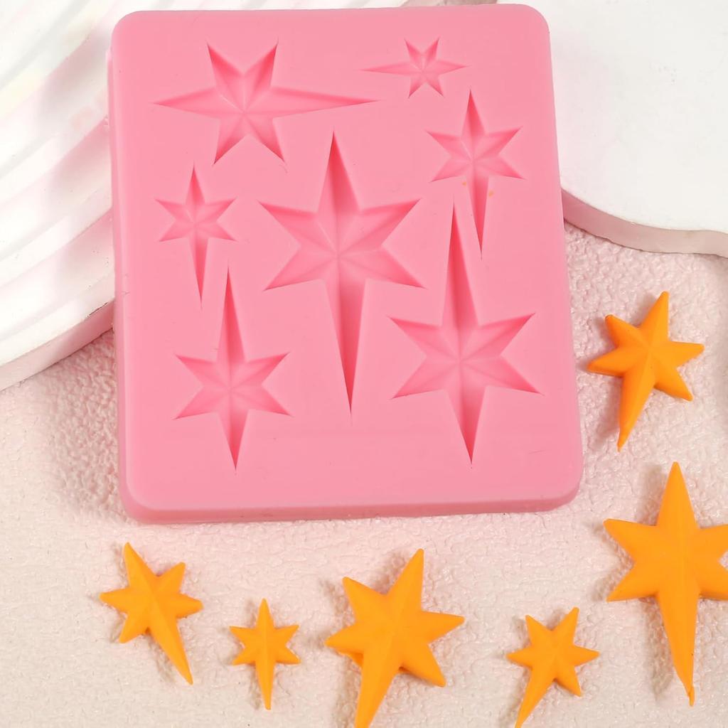 1 Pcs Hexagonal Star Chocolate Silicone Mold, 3D Star Candy Fondant Mold, Suitable for Holiday Party Cake Decoration, Cupcake Toppers, Cookies,