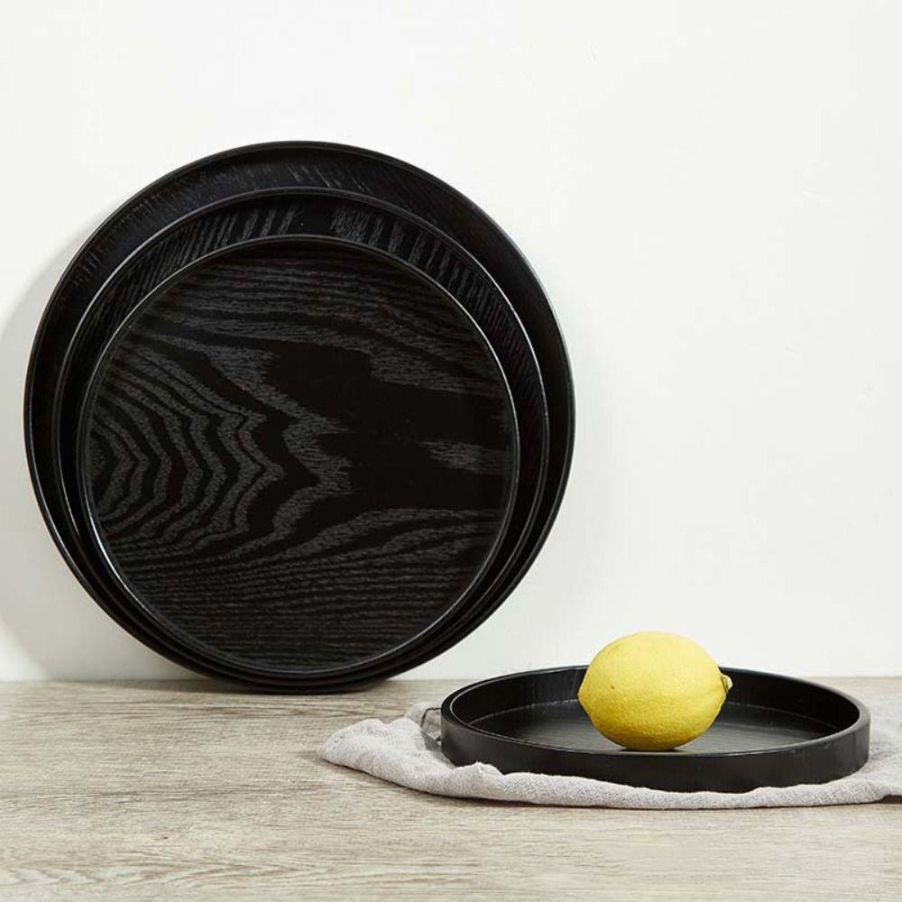 Black Tea Tray Wood Food Plate Household Serving Tray  Hotel