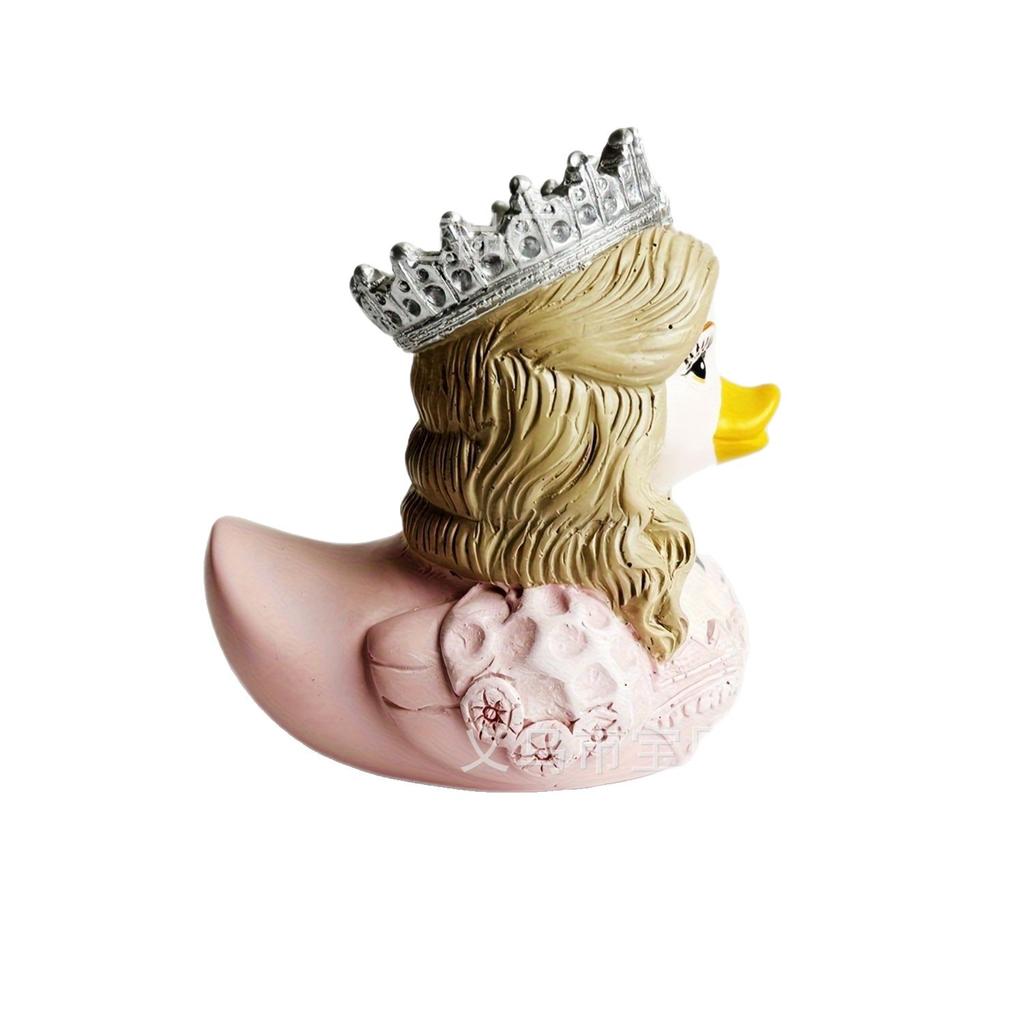 Statue de Canard Princesse Mignonne en Résine Décoration de Table Unique Ornement avec Décoration de Couronne