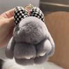 Hair Bow Plush Rabbit Keychain Rabbit Fur Bag Hanging Pendant Accessory Rabbit Plush Keychain  Car
