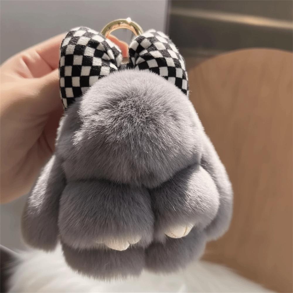 Hair Bow Plush Rabbit Keychain Rabbit Fur Bag Hanging Pendant Accessory Rabbit Plush Keychain Car